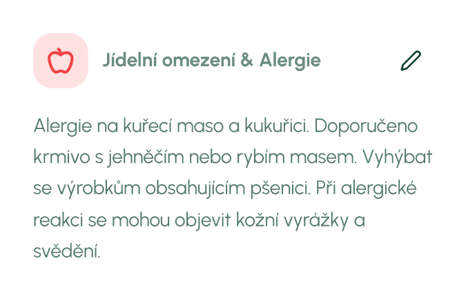 alergie Profil mazlíčka