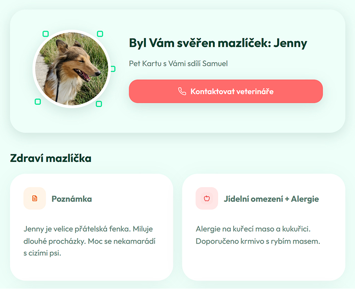 Sdílení mazlíčka Sdílení mazlíčka