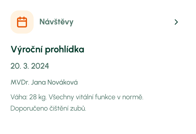 zdravotni zaznamy Profil mazlíčka